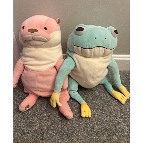 shinada global pink otter and frog set large - Picture 1 of 2